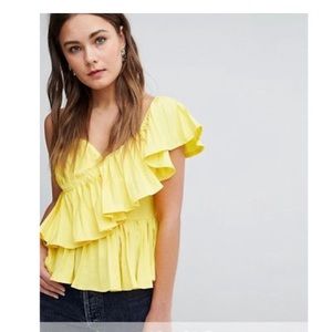 Yellow ruffle top